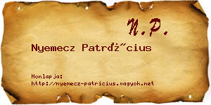 Nyemecz Patrícius névjegykártya